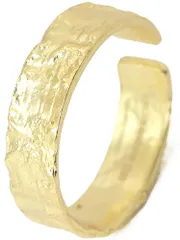 ゴールド シルバー925 18K 18金 本物 ハンマードテクスチャーリング 指輪 フリーサイズ ゴールドカラー 幅広 オープンリング 韓国風 メンズ レディース シンプル 太め 巾着付き カジュアル おしゃれ 可愛い かっこいい 人気 ブランド ジュエリー