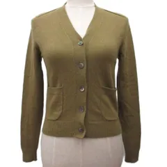 ザラ ZARA カーディガン ニット 長袖 短丈 クロップド ウール S カーキ 2893/110/506