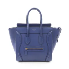 セリーヌ CELINE トートバッグ ラゲージ マイクロショッパー ブルー レザー ラゲージ マイクロ ショッパー レディース Used A