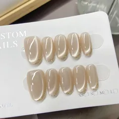 ネイルチップ　イエロー・ゴールド系　微粒子マグネット　ちゅるん　ラインストーン　控え目ネイル　上品　１０枚セット　春ネイル　春　卒業式　入学式　春休み　旅行