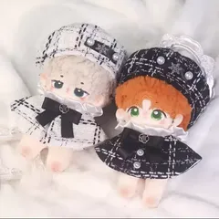 【３色から選べる】ぬい服10cm着せ替え　ツイードベレー帽　ドレスポンチョ　チェック