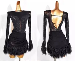 新品未使用 新作 ラテンドレス ラテンワンピース ダンス衣装 ブラック　オーダーメイド ダンスウェア ラテンダンス 舞台 発表会 ダンス衣装 社交ダンス