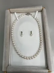 【鑑定書付き】アコヤ養殖真珠 ネックレス＆イヤリング セット　A126-3000