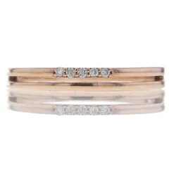 Canal 4℃ カナルヨンドシー K10PG ピンクゴールド リング ダイヤモンド 5粒 ライン ストレート 2連 指輪 7号 【新品仕上済】【af】【中古】