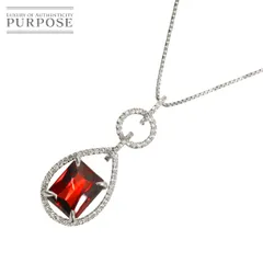 ガーネット 4.22ct ダイヤ 0.27ct ネックレス 50cm K18 WG ホワイトゴールド 750 【ソーティング付き】 Garnet Necklace 90312146