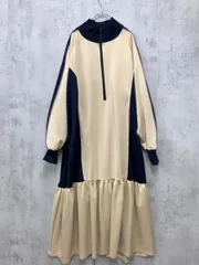 forksy. フォルクシー FOop378 ハーフジップライン配色トラックジャージ ワンピース sizeF/紺×べージュ ■■ レディース