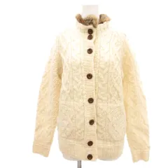 イーストボーイ EAST BOY カーディガン ウール 9 アイボリー 長袖 ケーブル編み ファー付き襟 /NL ■ECF003