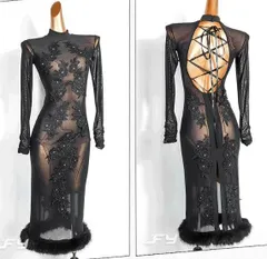 新品未使用 新作 新作 社交ダンスドレス モダンダンス　透け透け　オーダーメイド ダンスウェア ラテンダンス 舞台 発表会 ダンス衣装 社交ダンス