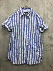 POLO RALPH LAUREN ポロ ラルフローレン リネン ストライプ 半袖 シャツ size2(155/84A)/白×水色 ■◆◎レディース