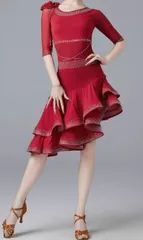 新品未使用 新作 セール社交ダンスドレス ラテンドレス 競技 デモ用 五分袖 オーダーメイド ダンスウェア ラテンダンス 舞台 発表会 ダンス衣装 社交ダンス