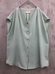 UNITED ARROWS ユナイテッドアローズ TOKYO ノースリーブ ゴールドボタンダウン ブラウス シャツ sizeF/ミントグリーン ■◆ レディース
