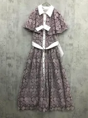 展示品 tocco closet トッコクローゼット 186-175243 ベルト付き配色ケープライクフラワーレースシャツ ワンピース sizeM/ラベンダー ■◆ レディース