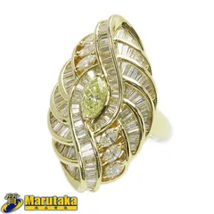 【K18 ダイヤモンド リング】約15.3g 0.556ct VS1ファンシーライトイエロー 約11.5号 ソーティング付 指輪 レディース ジュエリー 中古 逸品質屋 丸高 甲子園店 26k12-3