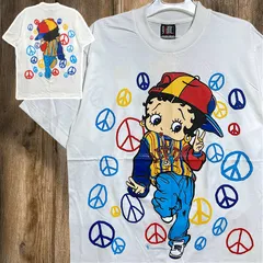 A⭐︎ キャラ Tシャツ ベティブープ BETTY BOOP ラブ＆ピース ヒップホップ PEACE 白 USA製アメコミ キャラ アニメ コミックス ストリート シングルステッチ 古着 ビンテージ used vintage  p10