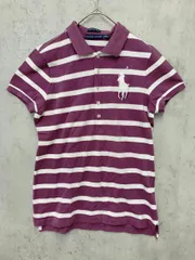 RALPH LAUREN ラルフローレン THE SKINNY POLO ビッグポニー ボーダー 半袖 ポロシャツ sizeM(165/92A)/白×紫 ■◆ レディース