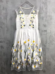 Chesty チェスティ 9S561A フラワー 刺繍 ノースリーブ ワンピース size1/白 ■◆ レディース