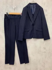 Newlyme ニューリーミー ストライプ セットアップ ジャケット パンツ スーツ size11AR/紺 ■◇ レディース
