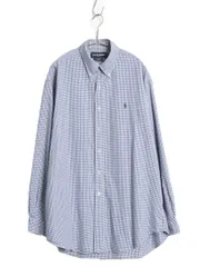 【お得なクーポン配布中!】 90s ラルフローレン ゴルフ チェック 長袖 ボタンダウン シャツメンズ L オールド ポロ 長袖シャツ コットン ワンポイント シンプル ブルー