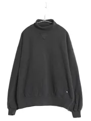 90s USA製 ラッセル 無地 タートルネック スウェット メンズ レディース XL オールド 前V ワンポイント 大きいサイズ ハイネック ブラック