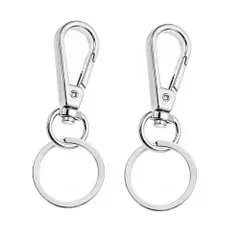 【数量限定】金属 ステンレス おしゃれ キーチェーン 2セット 着脱可能な二重リング 平キーリング リング キーホルダー フックキーホルダー DIY 手芸用品