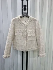アイボリー ツイード ジャケット レディース
