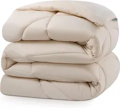 【数量限定】肌掛け布団 冬 暖かい 190x210cm 洗える セミダブル 抗菌防臭 軽量 防ダニ 通気性 オールシーズン 掛け布団 羽毛布団 - 快適な睡眠を提供する 2.4kg ベージュ