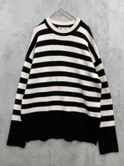 ZARA ザラ ボーダー サイドスリット プルオーバー ニット セーター sizeS/白/黒 ■■ レディース