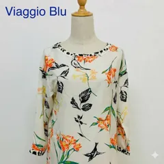 Viaggio Blu ビアッジョブルー ボタニカル 鳥柄 レオパード 切替 チュニック トップス サイズ0 Sサイズ 総柄 日本製 #K027-85のサムネイル