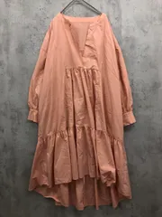 PRIORITY プライオリティー 28-P21044 スキッパーネック ティアード シャツ チュニック ワンピース size38/ピンク ■■ レディース