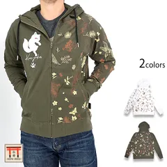 総柄プリント＆刺繍の薄手パーカー◆今昔