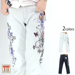 「雪月風花」総刺繍ジーンズ◆今昔