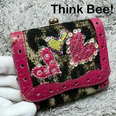 Think Bee! シンクビー 三つ折り財布 がま口 レオパード ハート ピンクのサムネイル