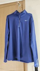 (新品) ミズノ ブルー 起毛 ハーフネック 長袖Tシャツ