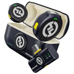 Hollyland Lark M2 ワイヤレスマイク-ピンマイク USB Type-C 軽量9g ノイズキャンセリング 48kHz/24Bit 300m転送距離 iPhone/Android/PC対応 Vlog撮影用 (黒)