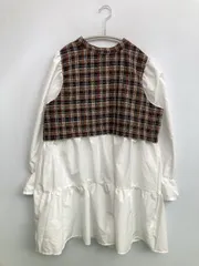 ems excite エムズエキサイト ワンピース F ホワイト ツイード 無地 チェック柄 長袖 ティアード