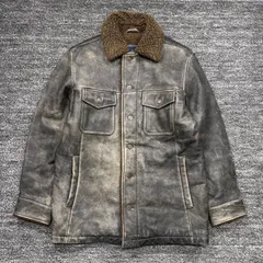 GAP ユーズド加工 レザージャケット 襟ボア S ギャップ ■