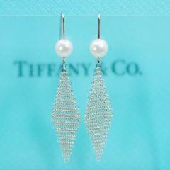極美品 ティファニー スクエア クッション フープ ピアス シルバー925