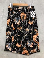 新品 antiqua アンティカ 花柄 イージー ソフト タイト スカート 黒系 ■■ レディース