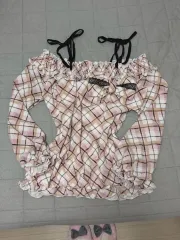 Tralala トラルララ 딸기초코 アーガイル CHECK フリル LEE オフショルダー