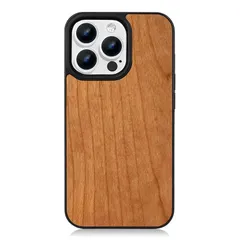 【新品】 【JAC】 iphone14Proケース ウッド 北欧風天然木 お洒落 アイフォン14Proケース 高級 耐衝撃 ワイヤレス充電対応 日本企画品 (iPhone14Pro, チェリー)