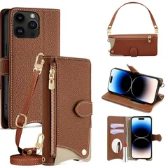 【新品】 手帳型 ケース 革 レザー for iPhone 14 Pro ショルダー スマホケース スマートフォンケース 対応 アイフォン 0