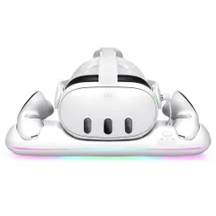【Meta Quest 全シリーズ対応】マルチ VR充電スタンド メタクエスト 卓上 ドック アクセサリー （TypeC 急速充電 LEDライト付き）