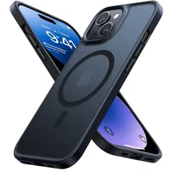 【新品】 TORRAS iPhone 14/13 用 ケース【米軍進化耐久性・高精密 Magsafe対応】マグネット搭載 耐衝撃 ワイヤレス充電 半透明 マット 黄ばみなし ストラップホール付き マグセーフ対応 ブラック 0