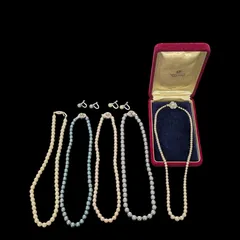 【真珠 パール まとめて①】ネックレス　イヤリング　７点　SILVER　ジュエリー　アクセサリー　遺品整理