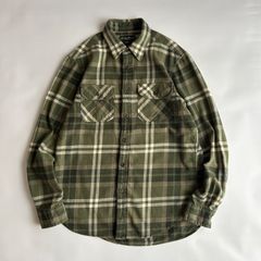 SEAHOPチェックネルワークシャツジャケットグリーンオレンジフランネル 