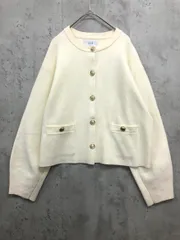 ADAM ET ROPE' アダムエロペ GAV-53040-A コクーンスリーブ ニット ジャケット sizeF/ホワイト ■■ レディース