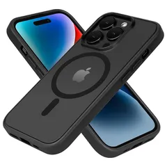 【新品】 iPhone 14 Pro 用ケース MagSafe対応 ワイヤレス充電 2023新型 半透明 黄変防止 アイフォン14Pro用ケース 滑り止め 指紋防止 耐久性 マット感 耐衝撃性 6.1インチカバー (ブラック) 0