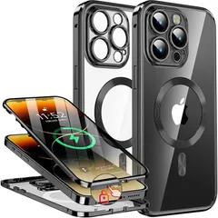 【新品】 iPhone14 pro max 用 ケース MagSafe 対応 ＣＤループ 両面カバー 押さえロック式(ブラック, iPhone 14 Pro Max（6.7インチ）) 1