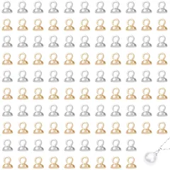 【即日発送】アクセサリーパーツ ペンダント接続金具 丸ヒートン イヤリングパーツ ペンダント ハンドメイド DIY 接合金具 ビーズキャップ ヒートン カン付き ピンなし 2色 約200個セット ヒートンキャップ サムコス
