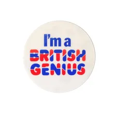 私はイギリスの天才 I'm a BRITISH GENIUS ビンテージ 缶バッジ 文字 英語 レトロ 缶バッチ 英国 輸入雑貨 ピンバッチ brooch-7959のサムネイル